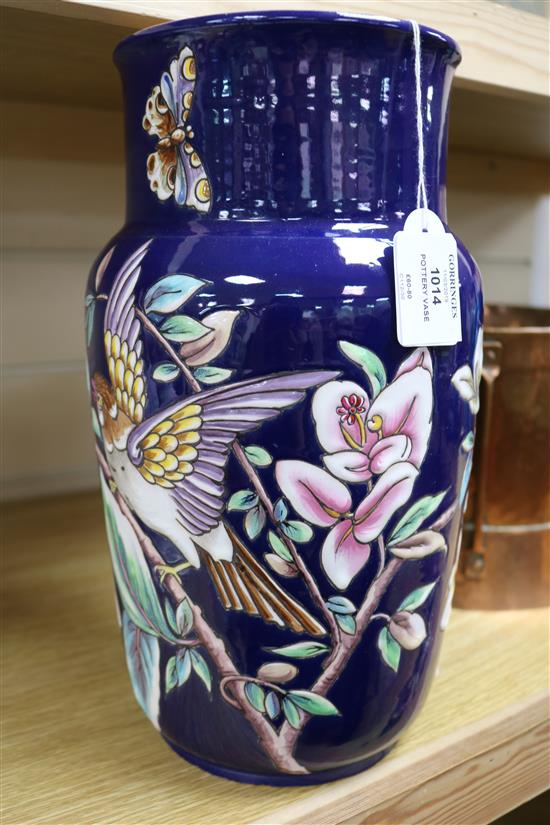 A French enamelled earthenware early 20th century vase